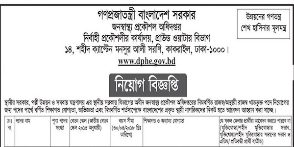 Department of Public Health Engineering Job Circular 2025 dphe.teletalk.com.bd