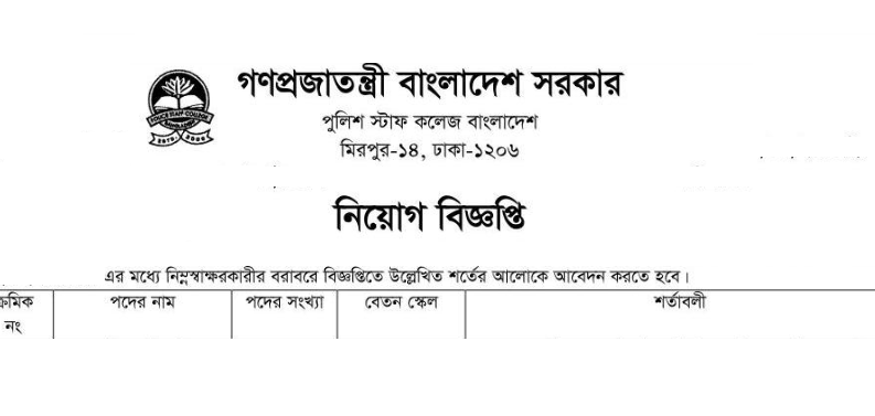 Police Staff College Bangladesh PSC job circular 2018