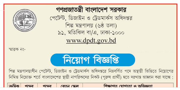 Department of Patents, Designs & Trademarks (DPDT) job circular 2026 dpdt.teletalk.com.bd